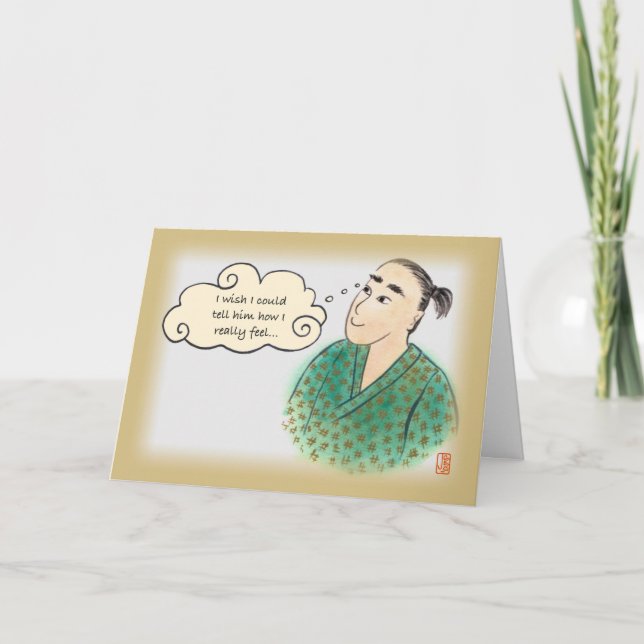 Japanese Guy in Yukata Love 1 for Him Card (Front)