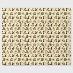 Japanese Halloween Kitsune Pumpkin Yokai Pattern Wrapping Paper