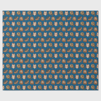 Japanese Halloween Kitsune Pumpkin Yokai Pattern Wrapping Paper