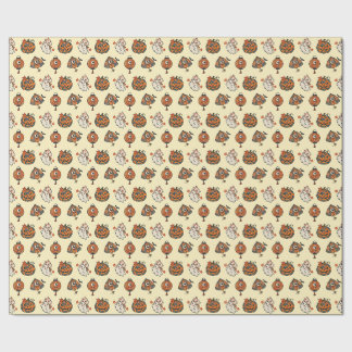 Japanese Halloween Kitsune Pumpkin Yokai Pattern Wrapping Paper