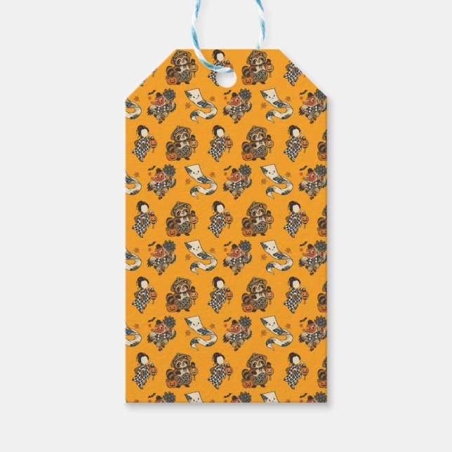 Japanese Halloween Yokai Pattern Gift Tags (Front)