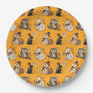 Japanese Halloween Yokai Pattern Paper Plates