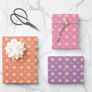 Japanese Hanabishi Flower Pattern Wrapping Paper Sheet
