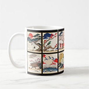 Japanese Hanafuda Flower Cards Ukiyo-e Art Coffee Mug