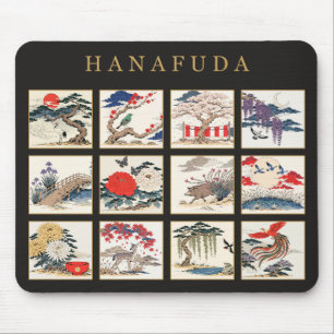 Japanese Hanafuda Flower Cards Ukiyo-e Art Mouse Mat