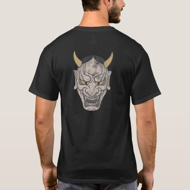 Japanese Hannya Mask - Worn out Style T-Shirt (Back)