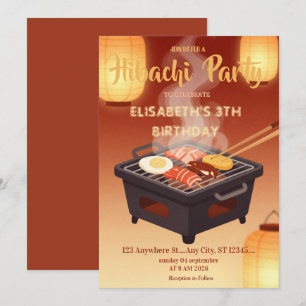 Japanese Hibachi Dinner Party Birthday Invitation
