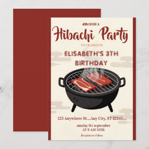 Japanese Hibachi Dinner Party Birthday Invitation