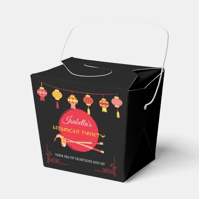 Japanese Hibachi Dinner Party Birthday Invitation Favour Box (Front Side)