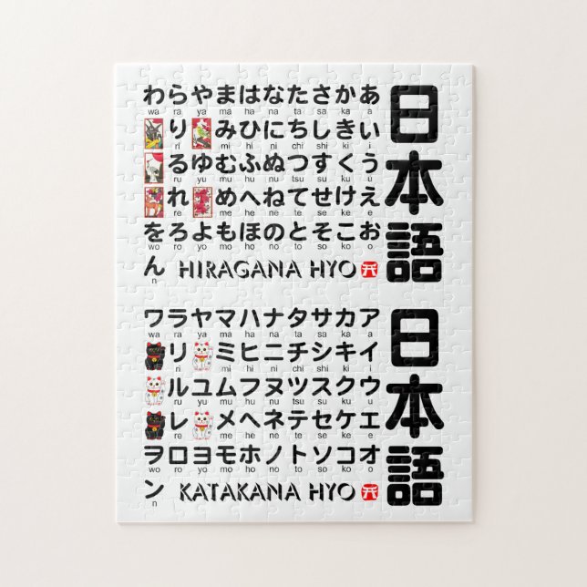 Japanese Hiragana & Katakana table (Alphabet) Jigsaw Puzzle (Vertical)