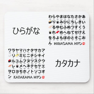 Japanese Hiragana & Katakana table (Sushi) Mouse Mat