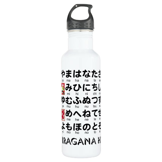 Japanese Hiragana table (Hanafuda) 710 Ml Water Bottle (Front)