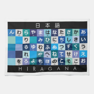 Japanese Hiragana table Tea Towel