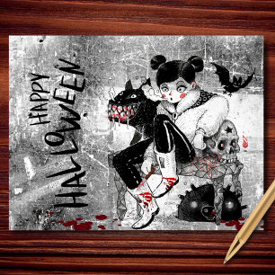 Japanese Horror Creepy Girl Halloween Holiday Postcard