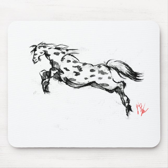 Japanese horse art sumi equestrian mouse mat (Front)