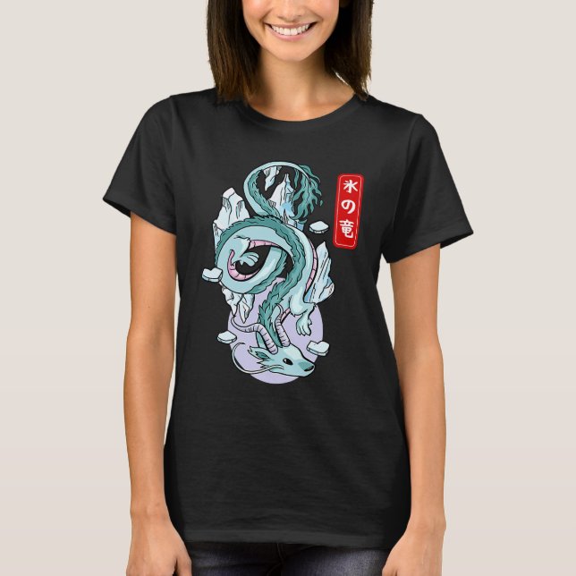 Japanese Ice Dragon Elemental Mythical Winged Rept T-Shirt (Front)