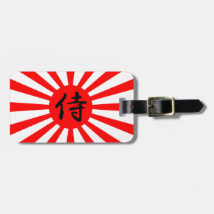 Japanese Imperial Flag with Samurai Kanji Symbol Luggage Tag
