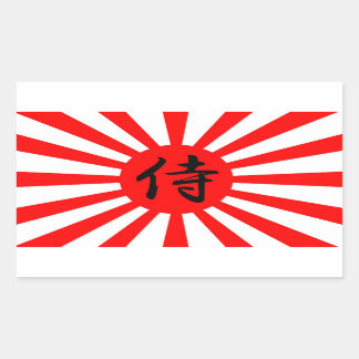 Japanese Imperial Flag with Samurai Kanji Symbol Rectangular Sticker