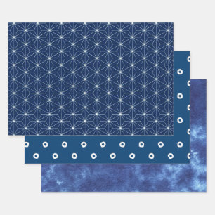 Japanese Indigo Design Wrapping Paper Sheet