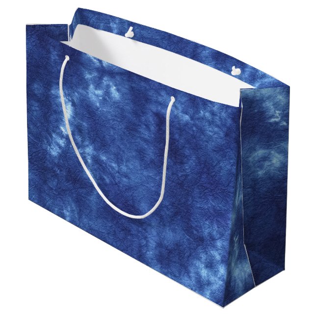 Japanese Indigo Dye Blue Large Gift Bag (Back Angled)