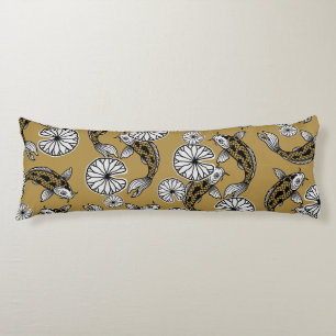 Japanese Indigo Gold Carp Folk Pattern Body Cushion