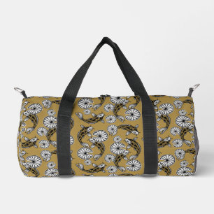 Japanese Indigo Gold Carp Folk Pattern Duffle Bag