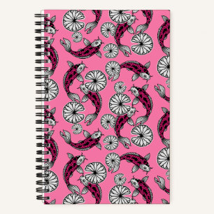 Japanese Indigo Pink Carp Folk Pattern Notebook
