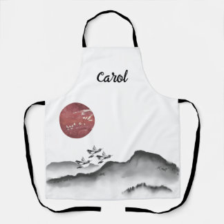 Japanese Ink art Japanese Landscape Printing Apron