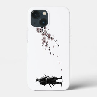 Japanese Ink Art Samurai & Sakura iPhone 13 Mini Case