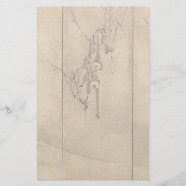 Japanese Ink on paper Gibbons Primates & Landscape (Front)