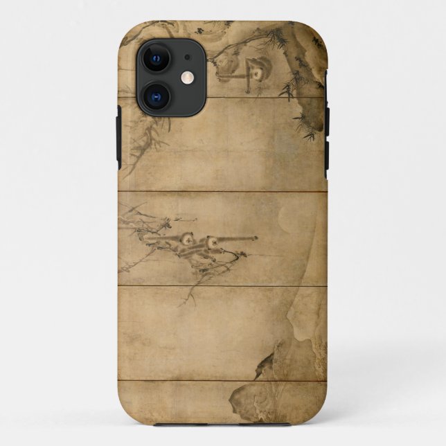Japanese Ink on paper Gibbons Primates & Landscape Case-Mate iPhone Case (Back)