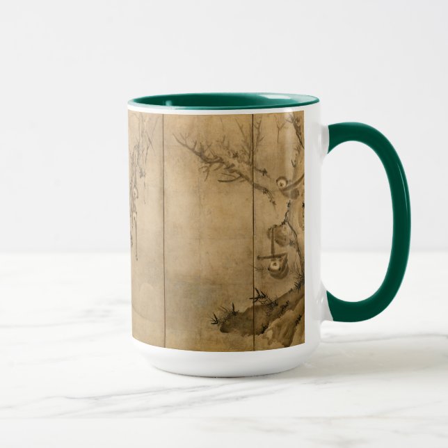 Japanese Ink on paper Gibbons Primates & Landscape Mug (Right)