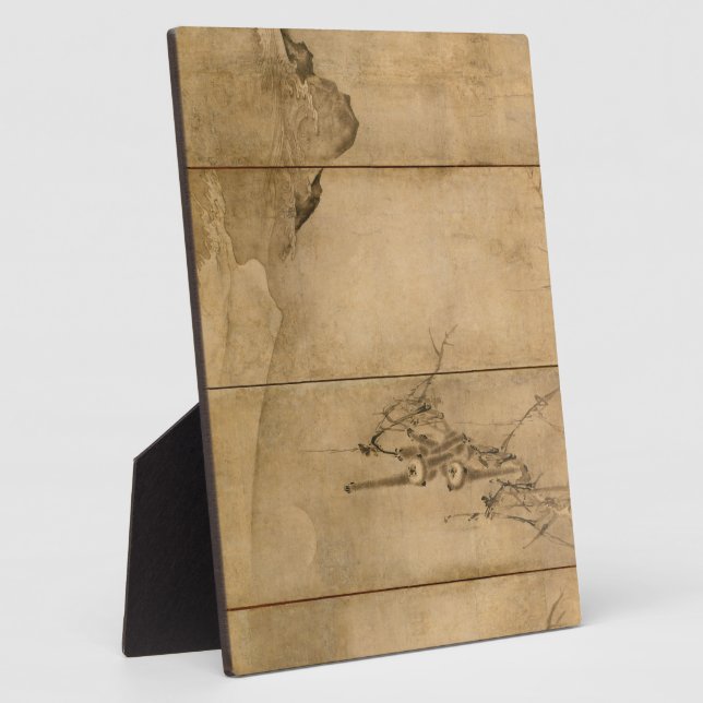 Japanese Ink on paper Gibbons Primates & Landscape Plaque (Side)