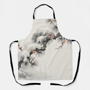 Japanese Ink Pine Plum Blossom Winter Apron