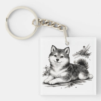 【Japanese Ink Puppy Acrylic Keychain】 Key Ring