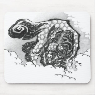 Japanese Ink Shishi Guardian Lion by Hokusai Mouse Mat