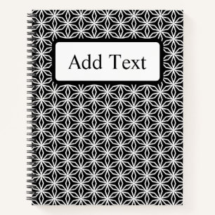 Japanese-Inspired Geometric Black & White Custom Notebook