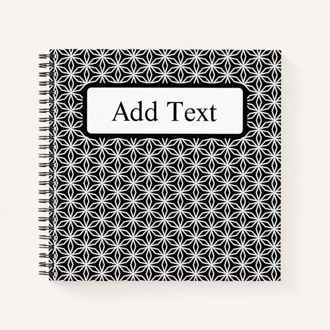 Japanese-Inspired Geometric Black & White Custom Notebook (Front)