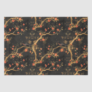 Japanese-inspired Golden Branches & Flowers Tissue Paper