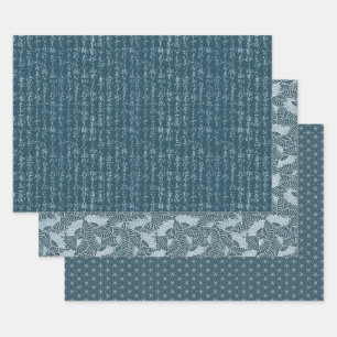Japanese Inspired Patterns Wrapping Paper Sheet