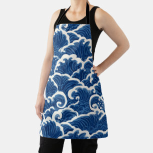 Japanese-Inspired Seamless Ocean Wave Pattern Apron