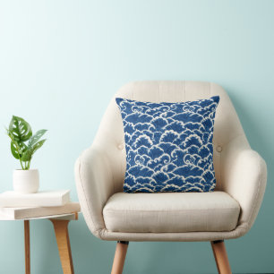 Japanese-Inspired Seamless Ocean Wave Pattern Cushion