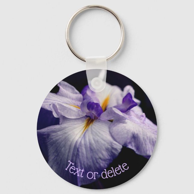 Japanese Iris Beauty Flower Personalised Key Ring (Front)