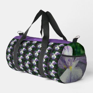 Japanese Iris Flower Unfolding Personalised Duffle Bag