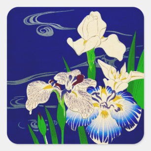 Japanese Irises Square Sticker