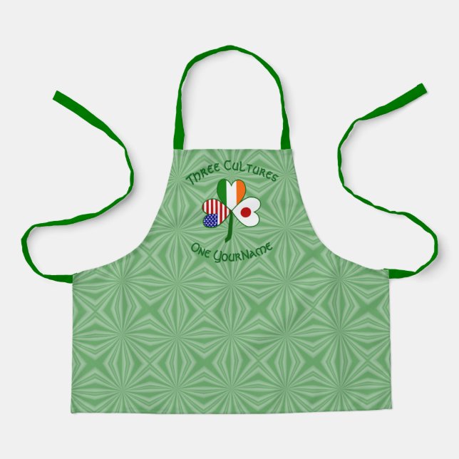 Japanese Irish American Shamrock Flag Personalised Apron (Front)