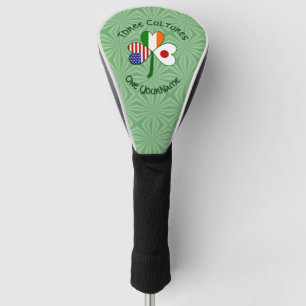 Japanese Irish American Shamrock Flag Personalised Golf Head Cover