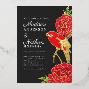 Japanese Ito Jakuchu Wedding Foil Invitation