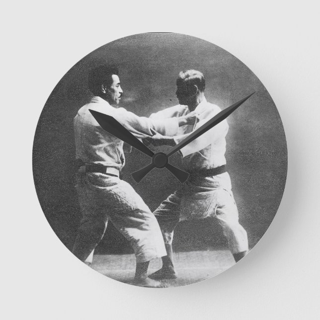 Japanese Judoka Jigoro Kano Kyuzo Mifue Judo Round Clock (Front)
