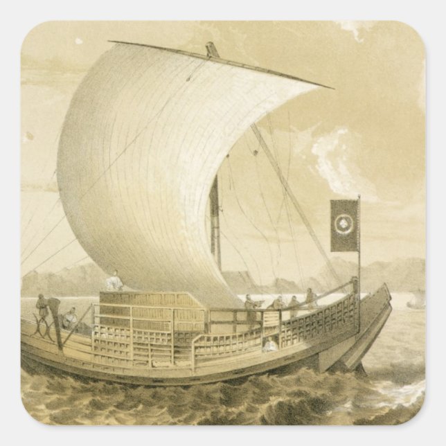 Japanese Junk, pub. by Sarony & Co., c.1856 (litho Square Sticker (Front)